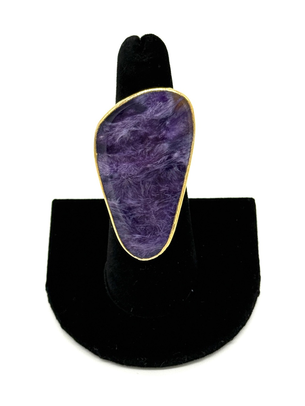 NWT Purple Statement Stone Gold-Trim Ring